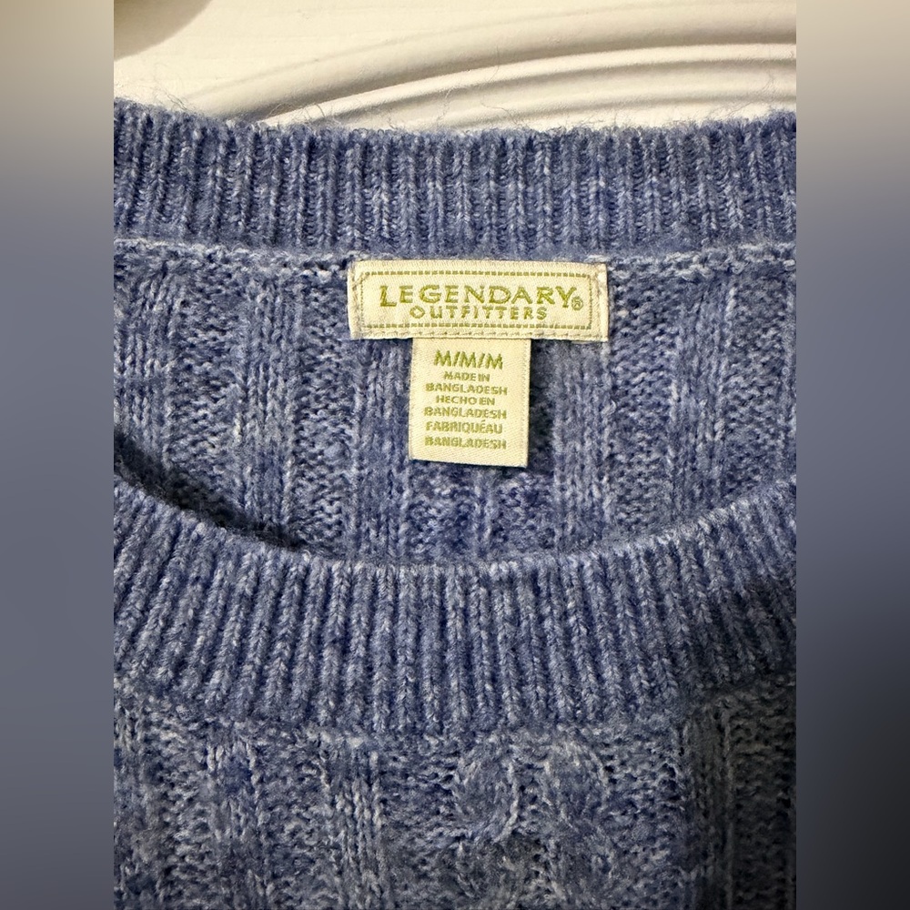 Women’s Blue Cable Knit Sweater - Picture 2 of 7